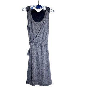 Athleta Sweet Saturday Dress Faux Wrap Sleeveless Metallic Heather Gray Womens M